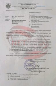 KBM di Kabupaten Bondowoso Bisa Dilakukan Melalui Tatap Muka Terbatas