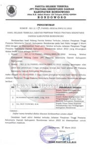 Tiga Peringkat Teratas Dalam Seleksi Terbuka Sekda Bondowoso