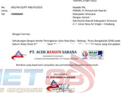 PT. Aceh Bangun Sarana Layangkan Sanggahan ke Pokmil IV Kabupaten Simeulue