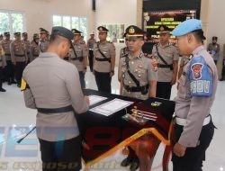 Pergantian Pejabat Baru, Kapolres Pasuruan Pimpin Upacara Sertijab PJU dan Kapolsek