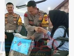 Puncak Peringatan HUT Lalu Lintas Bhayangkara ke-69, Satlantas Polres Magetan Beri Santunan Korban Laka