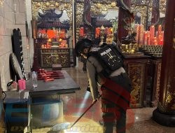 Jelang Imlek Polres Tanjungperak Sterilisasi Sejumlah Klenteng di Surabaya