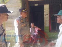 Para personil Polsek Rantau selamat kembali berbagi untuk warga Kurang Mampu