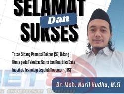 Ketua, Pengurus dan Segenap Anggota PILAR 08 Situbondo Mengucapkan Selamat dan Sukses Kepada Dr. Moh. Nuril Hudha, M.Si Atas Sidang Promosi Doktor (S3) Bidang Kimia