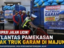 Antisipasi Jalan Licin, Satlantas Polres Pamekasan Sidak Truk Angkutan Garam di Majungan